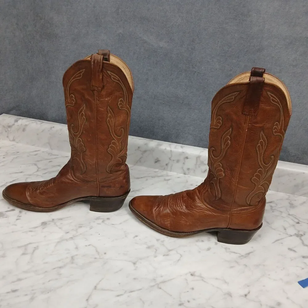 Nocona Men’s 10D Brown Leather Cowboy Western Boots USA Made